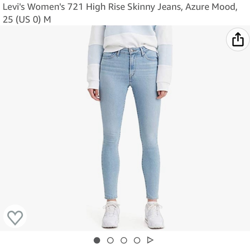 Levi's Women's 721 High Rise Skinny Jeans Azure Mood 25 Legging Denim